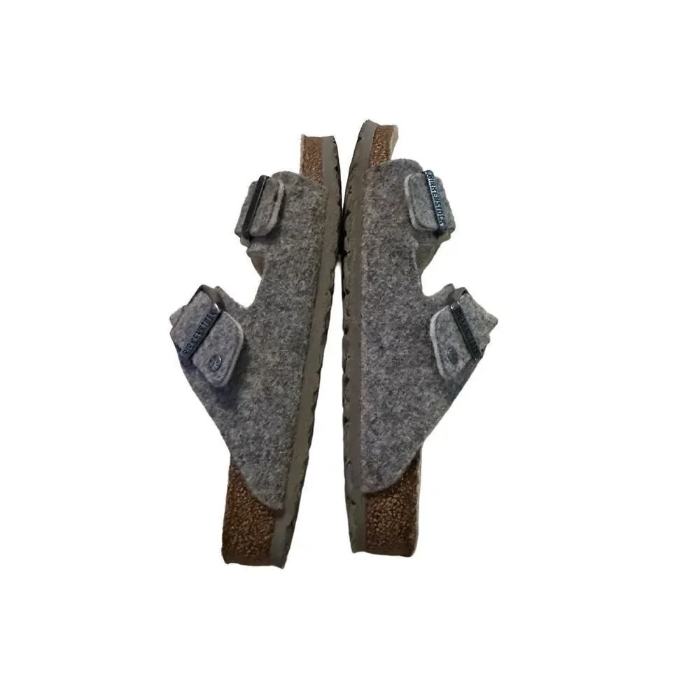 Birkenstock Sherpa Shearling Grey Wool Slide Sandal Big Kids Size 2 EU 33